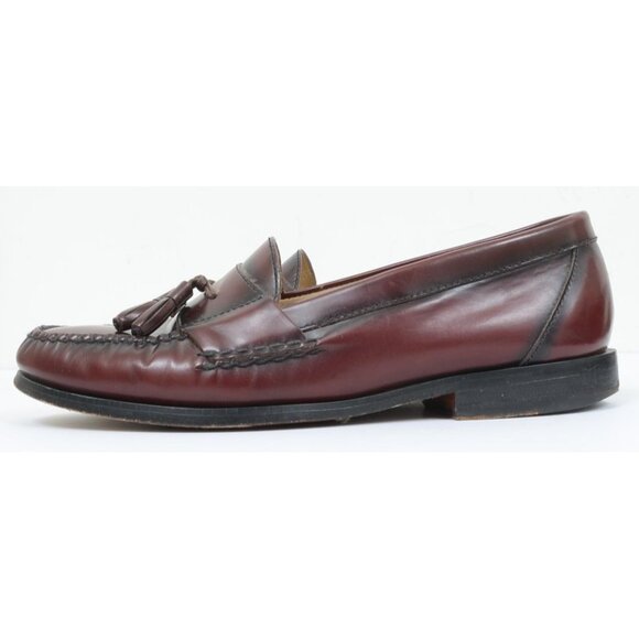 G. H. Bass & Co Harris Burgundy Leather Tassel Loafers Men's 9.5D Made in Brazil - Picture 5 of 9